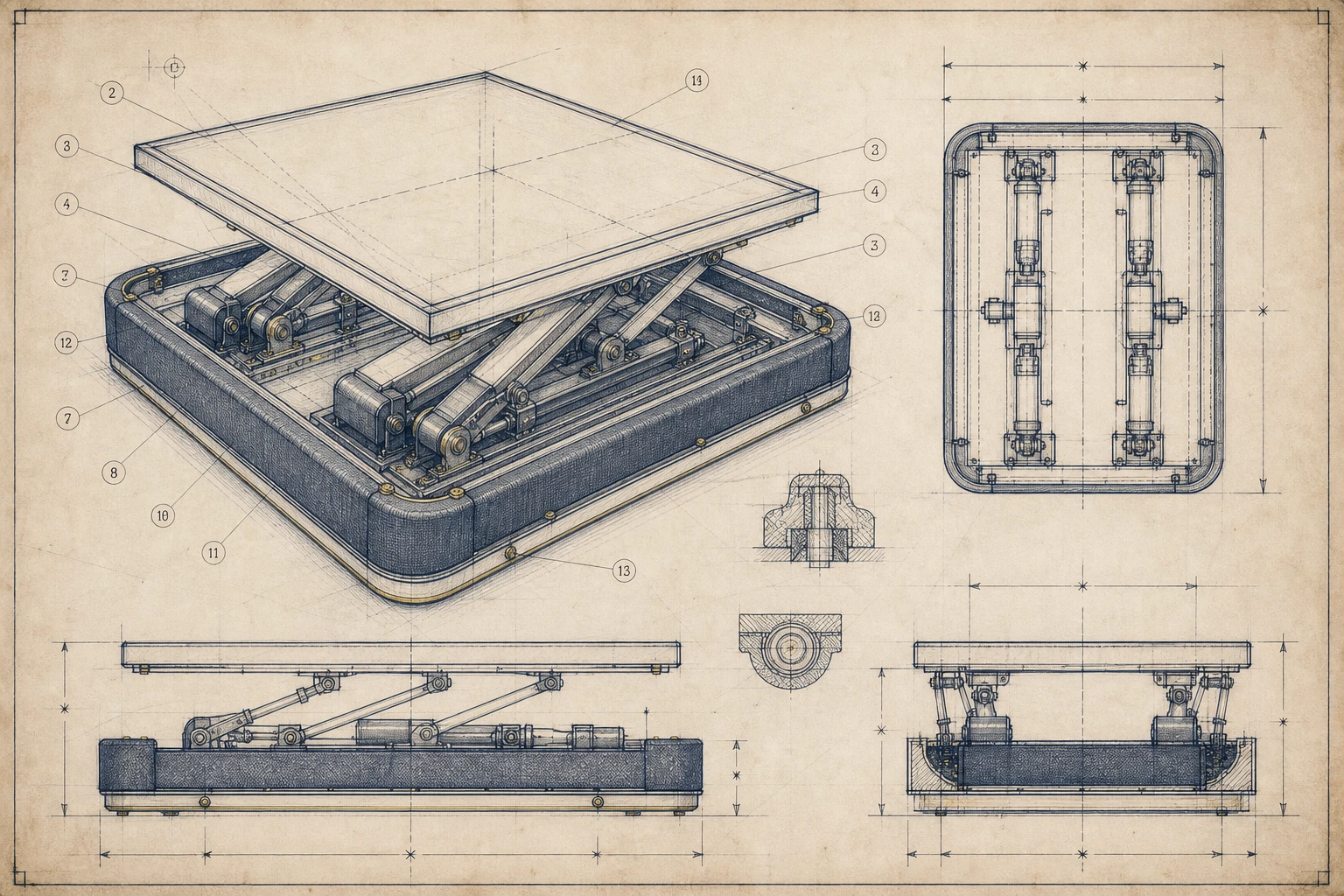 Artist's drafting rendering of the Sopor Marine motion-isolation foundation concept